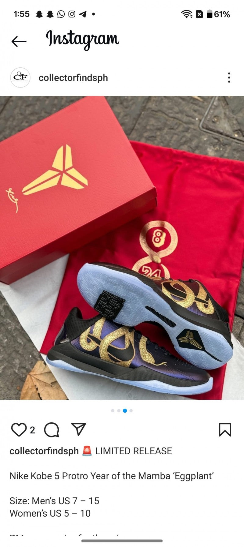 kobe 5 protro year of the mamba eggplant