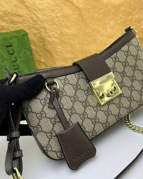Gucci  Padlock  Brown  &  Khakhi  Small  Shoulder  Bag  With  OG  Box  &  Dust  Bag  88278  Brown  &  Khaki