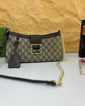 Gucci  Padlock  Brown  &  Khakhi  Small  Shoulder  Bag  With  OG  Box  &  Dust  Bag  88278  Brown  &  Khaki