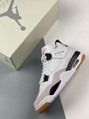 Nikee Air Jordan 4 SB White and Black Semi UA