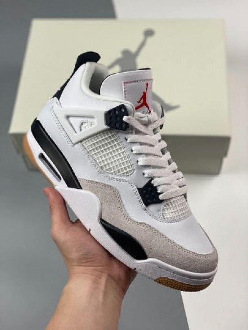 Nikee Air Jordan 4 SB White and Black Semi UA