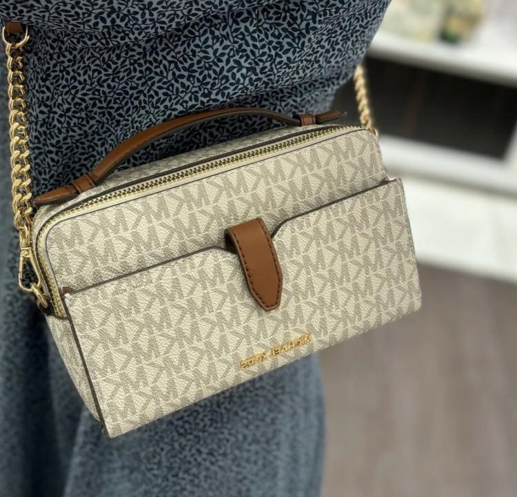 michael kors double zip crossbody with box 414