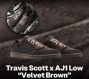 Air JORDAN RETRO 1 TRAVIS SCOOT VELVET BROWN