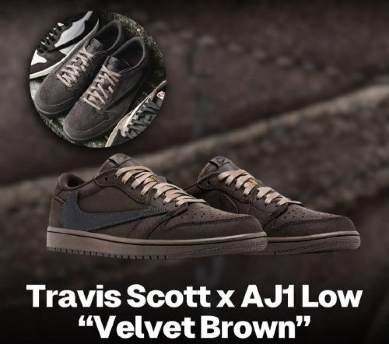 Air JORDAN RETRO 1 TRAVIS SCOOT VELVET BROWN