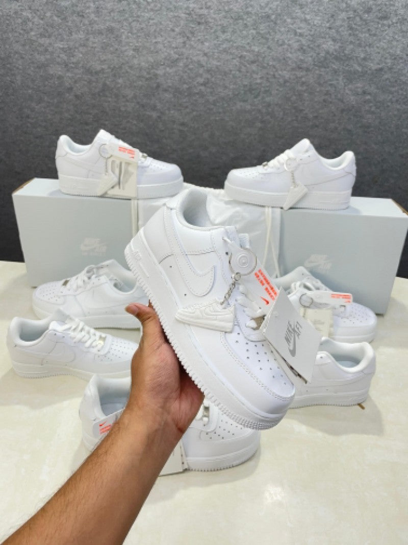 Airforce 1 short pure white leather Semi Ua quality with dust bag with keychain