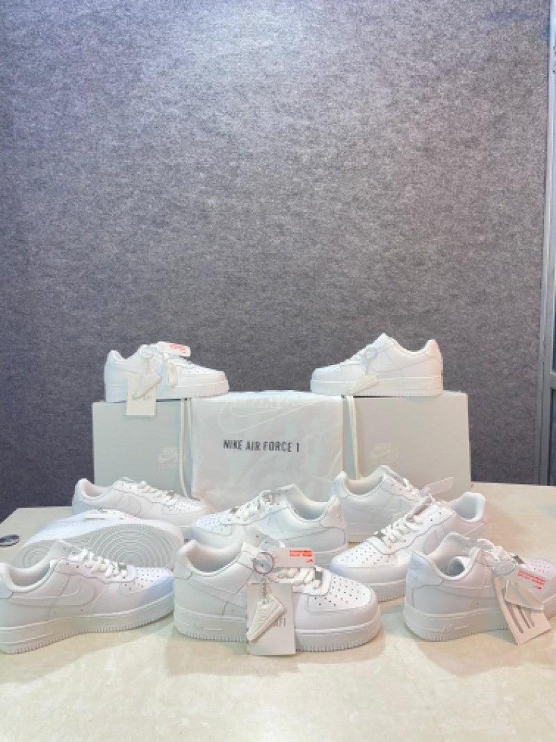 Airforce 1 short pure white leather Semi Ua quality with dust bag with keychain