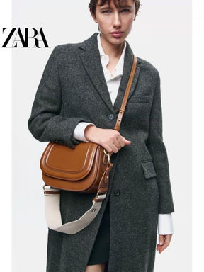 Zara  saddle  canvas  broad  strap  crossbody  bag  with  caryy  bag