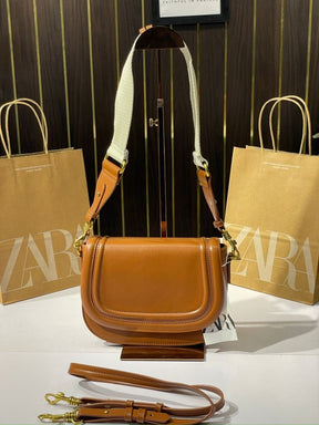 Zara  saddle  canvas  broad  strap  crossbody  bag  with  caryy  bag