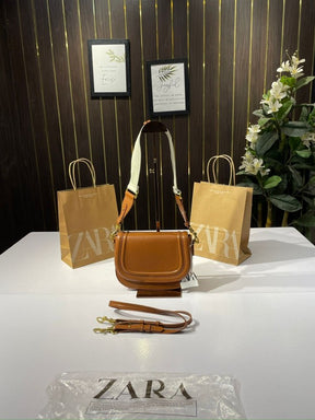 Zara  saddle  canvas  broad  strap  crossbody  bag  with  caryy  bag