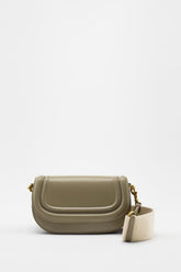 Zara  saddle  canvas  broad  strap  crossbody  bag  with  caryy  bag(green)