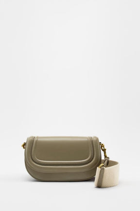 Zara  saddle  canvas  broad  strap  crossbody  bag  with  caryy  bag(green)