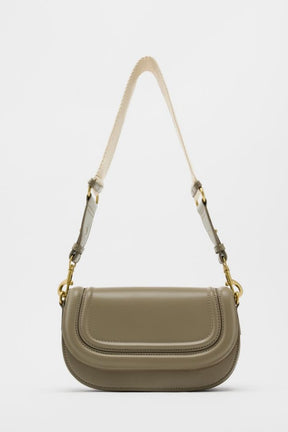 Zara  saddle  canvas  broad  strap  crossbody  bag  with  caryy  bag(green)