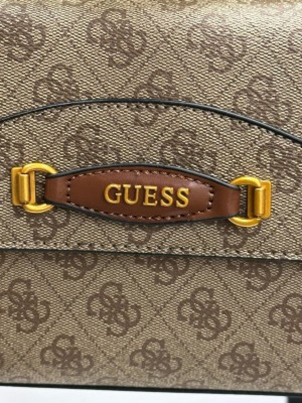GUESS EMERA LOGO FLAP BAG PRINTED WITH BOX AND DUST BAG (KHAKI) 1004