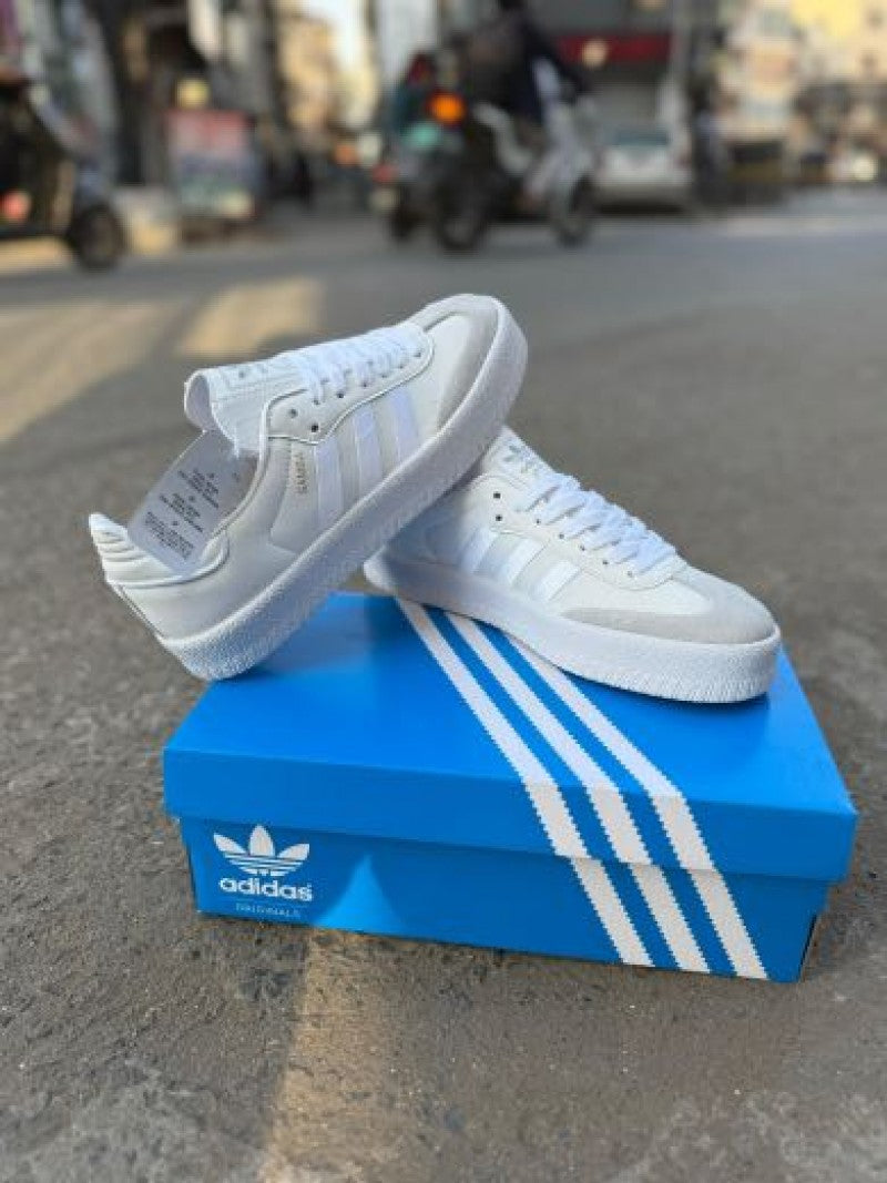 Adidass Samba Triple White Satin Stripe