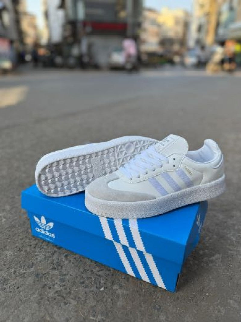 Adidass Samba Triple White Satin Stripe
