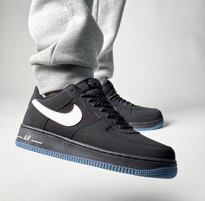 Nikee AirForce 1 "Black Reflective Swoosh" #658
