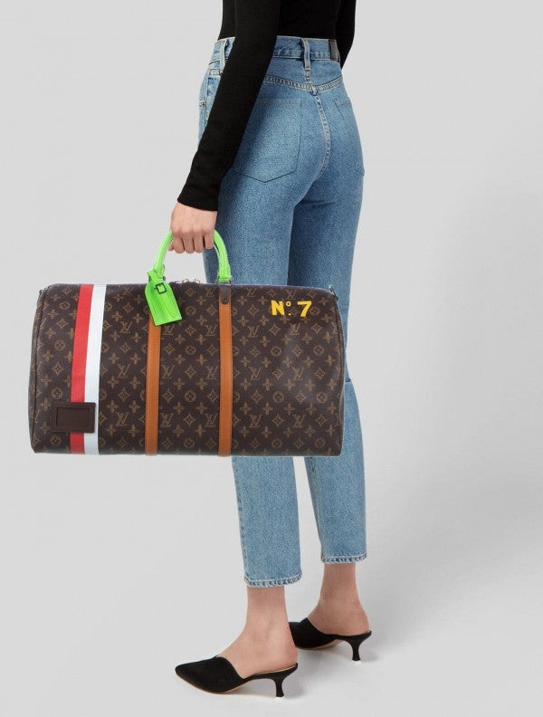 Louis  Vuitton  LV  Keepall  Bandouliere  55  Trunk  NO7  Weekend  Travel  Duffle  Bag  With  Tag  &  Dust  Bag  (8273)