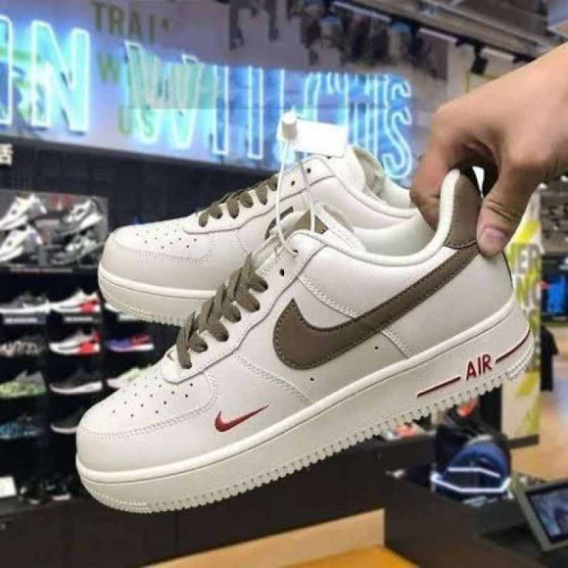 Airforc e 1 Mini red swoosh milk coffee Fix