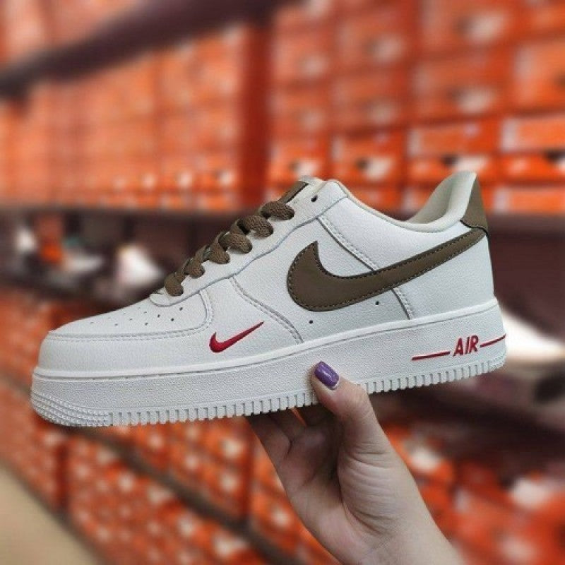 Airforc e 1 Mini red swoosh milk coffee Fix