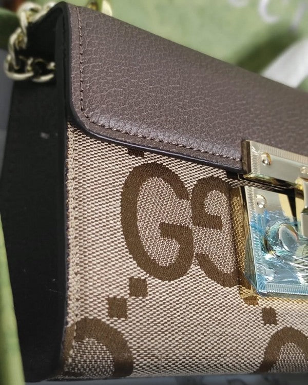 Gucci  GG  Supreme  Monogram  Small  Padlock  Shoulder  Bag  Black  Mystic  With  OG  Box  &  Dust  Bag  (409487  Brown)