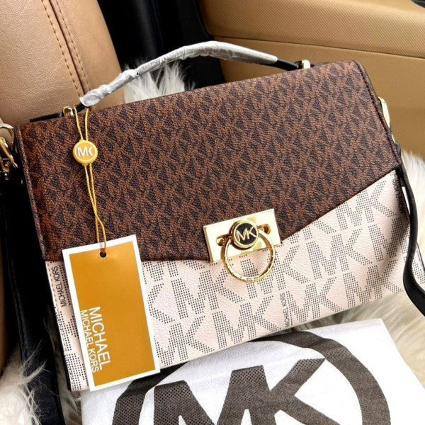 Michael  Kors  Hendrix  Logo  Cross Body  Bag  With  &  Dust  Bag  (3810  Coffee  White  Coffee)