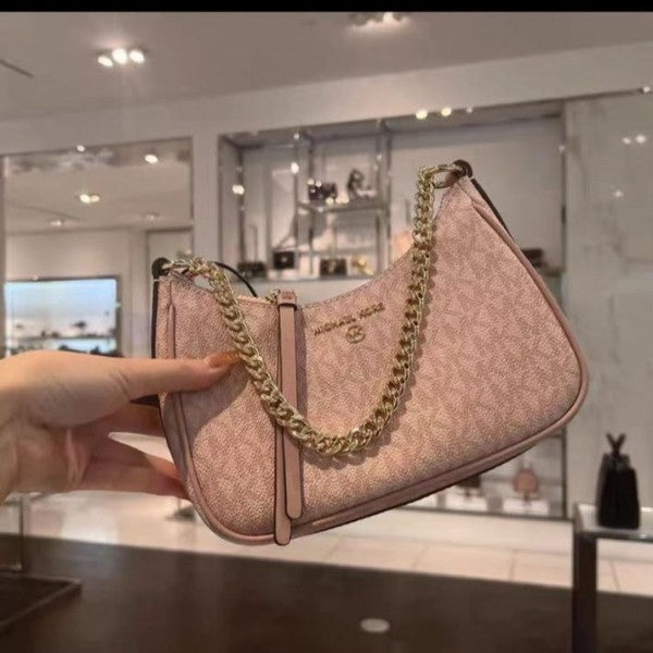 Michael  Kors  MK  Jet  Set  Charm  Small  Logo  Pochette  With  OG  Box  (5575  Pink  Pink)