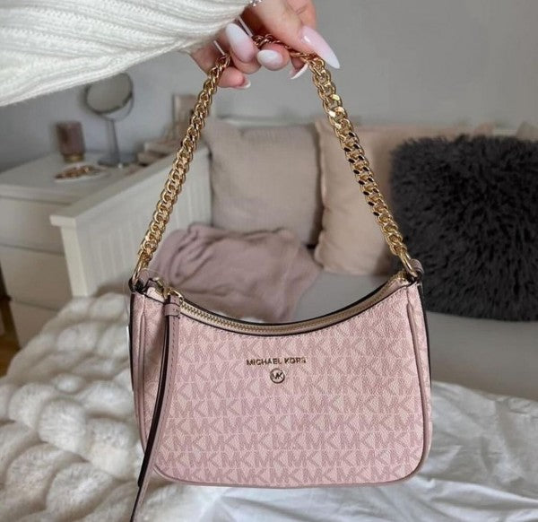 Michael  Kors  MK  Jet  Set  Charm  Small  Logo  Pochette  With  OG  Box  (5575  Pink  Pink)
