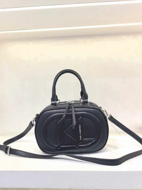 Karl lagerfeld textured detailed top handle bag with dust bag(k670 black)