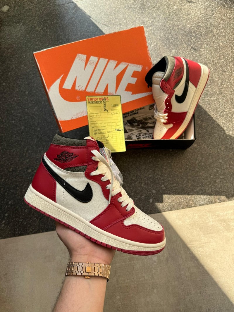 Nikee Air Jordan Retro 1 High Lost & Found With Og Box Yellow Bill Butter Paper