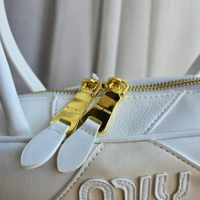 Miu Miu Versatile Long Handle White Leather Shoulder Bag With Dust Bag 502 White