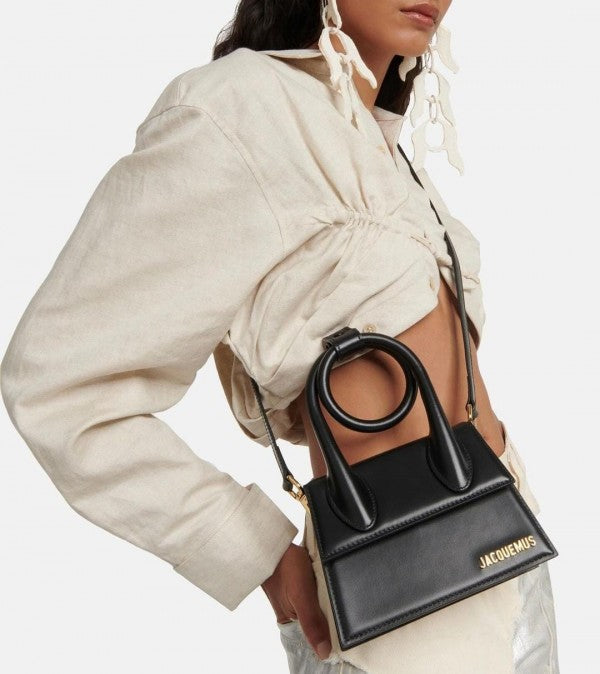 Jacquemus Le Chiquito Noeud Bag With OG Box Dust Bag & Extra Sling Belt (Black   665)