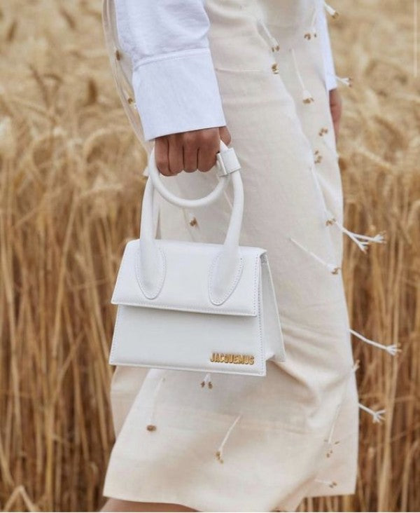 Jacquemus Le Chiquito Noeud Bag With OG Box Dust Bag & Extra Sling Belt (White   665)