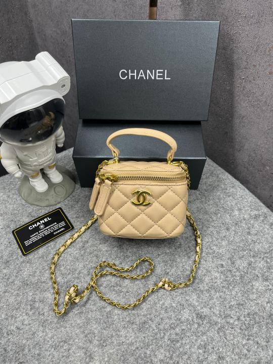 Chanel  Mini  Lambskin  Vanity  Bag  Apricot  With  OG  Box  &  Dust  Bag  75763 1  Apricot