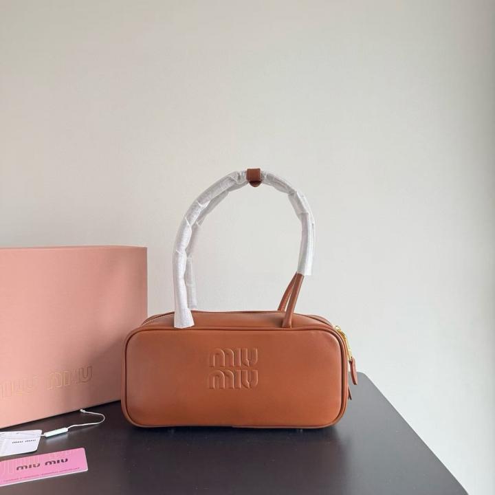 Miu Miu Beau Leather Brown Top Handle Bag With Dust Bag Brown 502 1