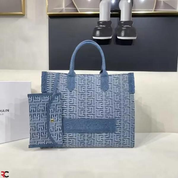 Balmain  B Army  Denim  Tote  Bag  With  Pouch  Denim  With  Dust  Bag  990
