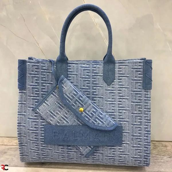 Balmain  B Army  Denim  Tote  Bag  With  Pouch  Denim  With  Dust  Bag  990