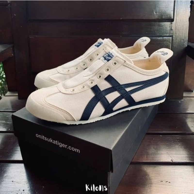 tiger slip on white navy mens fix