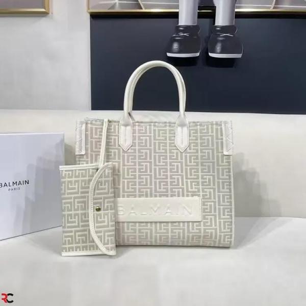 Balmain  B Army  Jacquard  Apricot  Tote  Bag  With  Pouch  Jacquard  Apricot  With  Dust  Bag  990