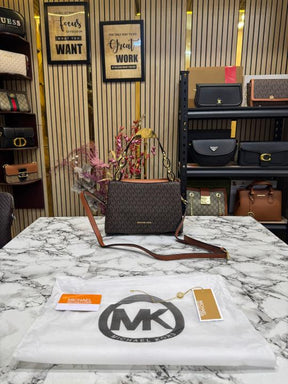 Michael  Kors Shoulder Satchel Bag With Dust Bag (Brown)