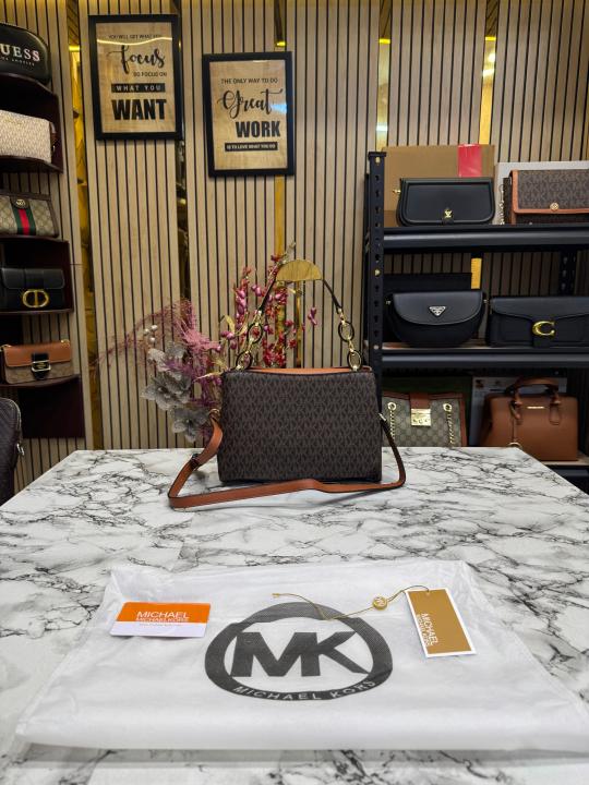 Michael  Kors Shoulder Satchel Bag With Dust Bag (Brown)