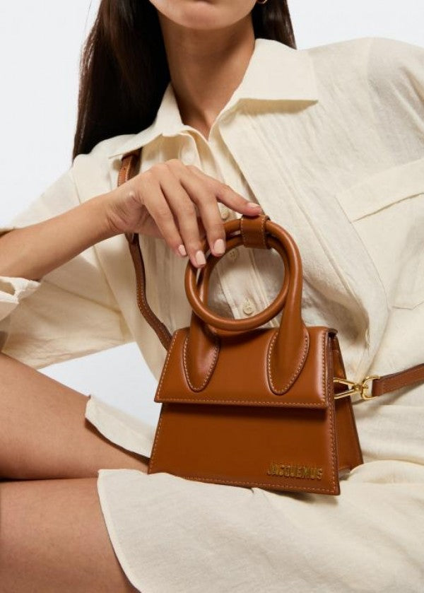 Jacquemus Le Chiquito Noeud Bag With OG Box Dust Bag & Extra Sling Belt (Brown   665)
