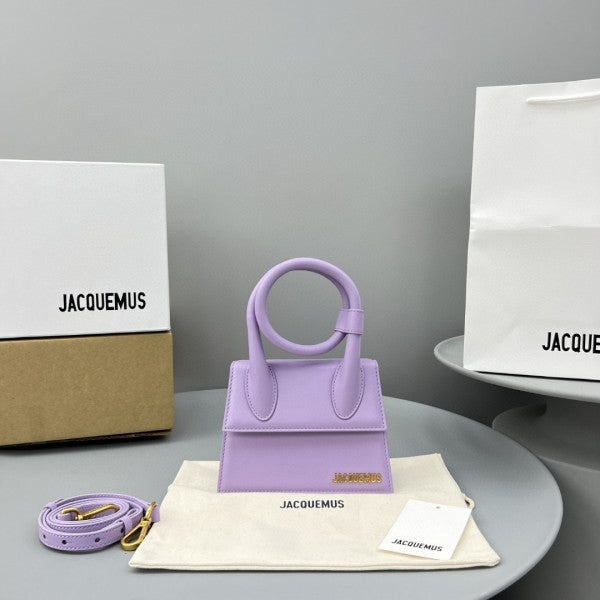 Jacquemus Le Chiquito Noeud Bag With OG Box Dust Bag & Extra Sling Belt (Purple   665)