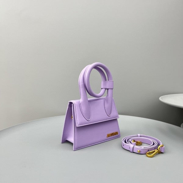 Jacquemus Le Chiquito Noeud Bag With OG Box Dust Bag & Extra Sling Belt (Purple   665)
