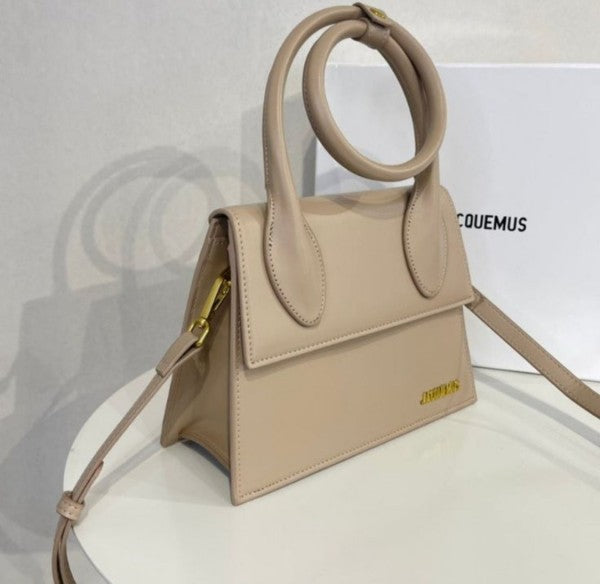 Jacquemus Le Chiquito Noeud Bag With OG Box Dust Bag & Extra Sling Belt (Apricot   665)