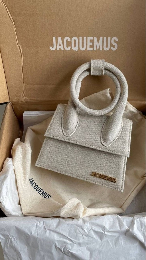 Jacquemus Le Chiquito Noeud Bag With OG Box Dust Bag & Extra Sling Belt (Stick Hemp   665)