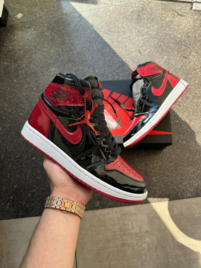 E Air jordan 1 high bred patent semi ua