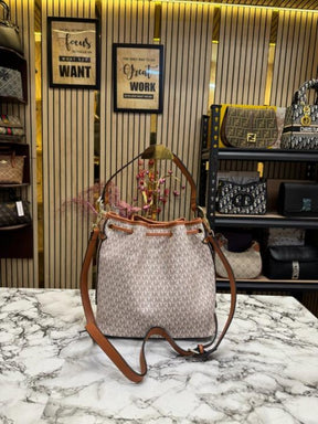 Michael  Kors Maeve Medium Bucket Bag With Dust Bag (Beige Brown)
