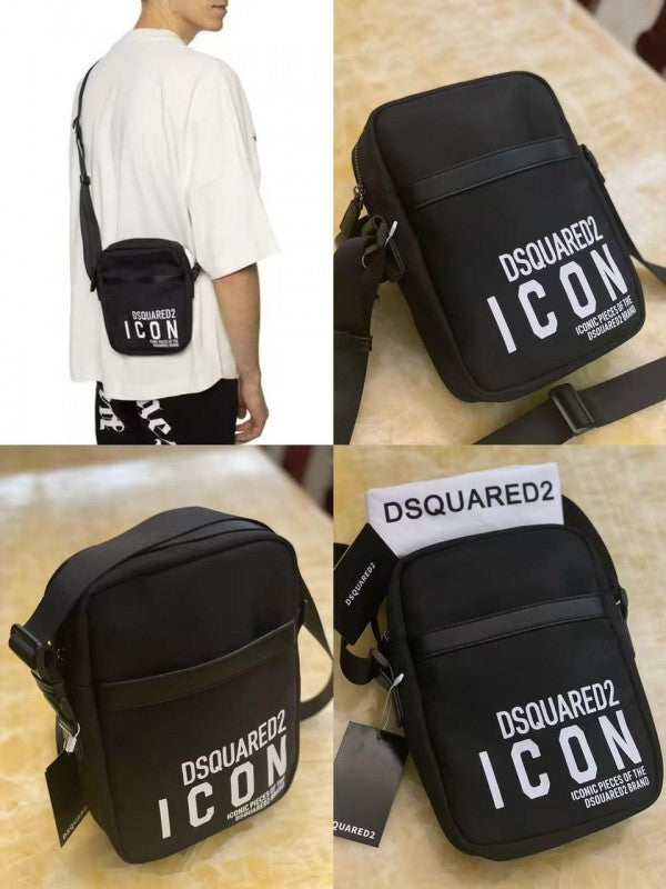 Dsquared2 Icon Print Crossbody Bag In D1113 Black With Dust Bag
