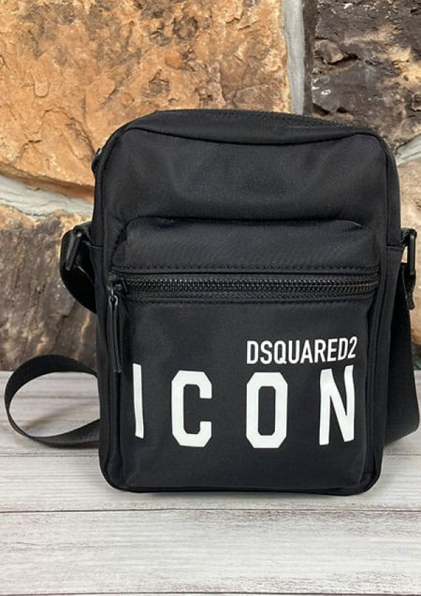 Dsquared2 Icon Print Crossbody Bag In D1113 Black With Dust Bag