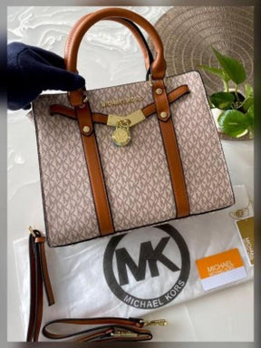 Michael  Kors  MK  Nouveau  Hamilton  Large  Satchel  Bag  With  Dust  Bag  20029  Beige  Brown